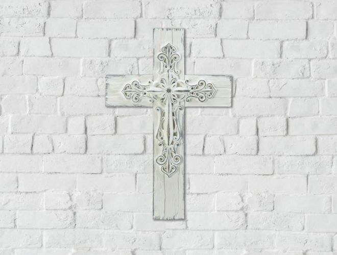 3-D Whitewashed Cross
