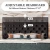 King Black Faux Leather Upholstered Platform Bed with Button-Tufted Headboard