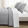 3-Piece Reversible Cotton Yarn Woven Quilt Set in Grey and White