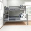 Twin over Full size Solid Wood Bunk Bed in Espresso Brown Finish