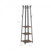 Modern Industrial Metal Frame Wood Shelf Coat Rack with 3-Shelves