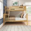 Twin over Full size Solid Wood Bunk Bed in Espresso Brown Finish