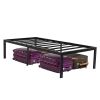 18-inch High Heavy Duty Black Metal Platform Bed Frame