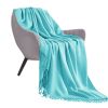 SOGA Green Acrylic Knitted Throw Blanket Solid Fringed Warm Cozy Woven Cover Couch Bed Sofa Home Decor