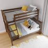 Twin over Full size Solid Wood Bunk Bed in Espresso Brown Finish